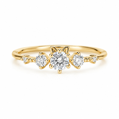0.41 ct.tw. Cute Cat Style Round Cut Ring