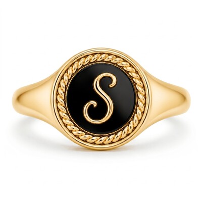 Classic Round Custom Initial Signet Ring