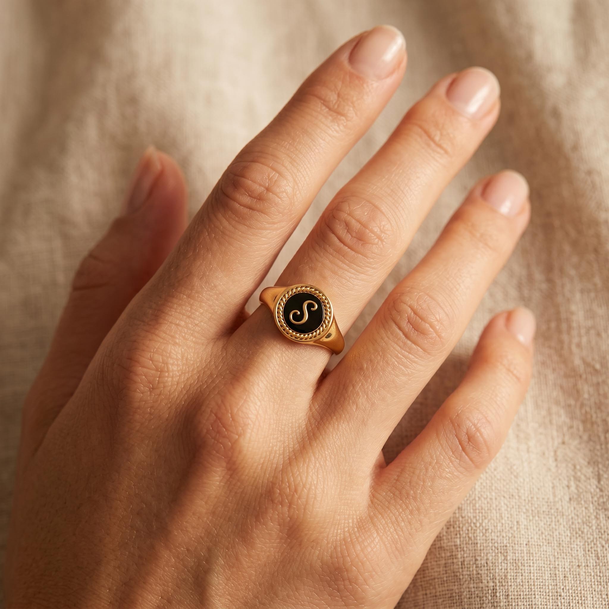 Classic Round Custom Initial Signet Ring Classic Round Custom Initial Signet Ring