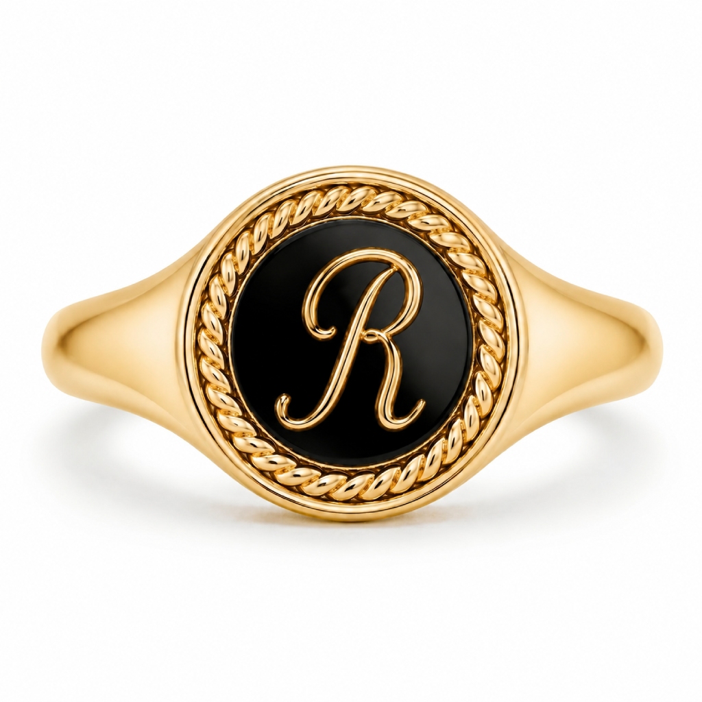 Classic Round Custom Initial Signet Ring Classic Round Custom Initial Signet Ring