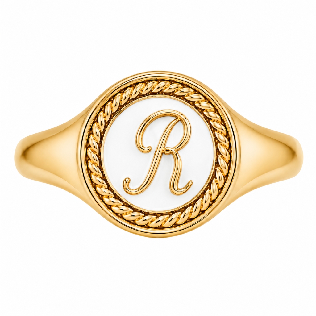 Classic Round Custom Initial Signet Ring Classic Round Custom Initial Signet Ring