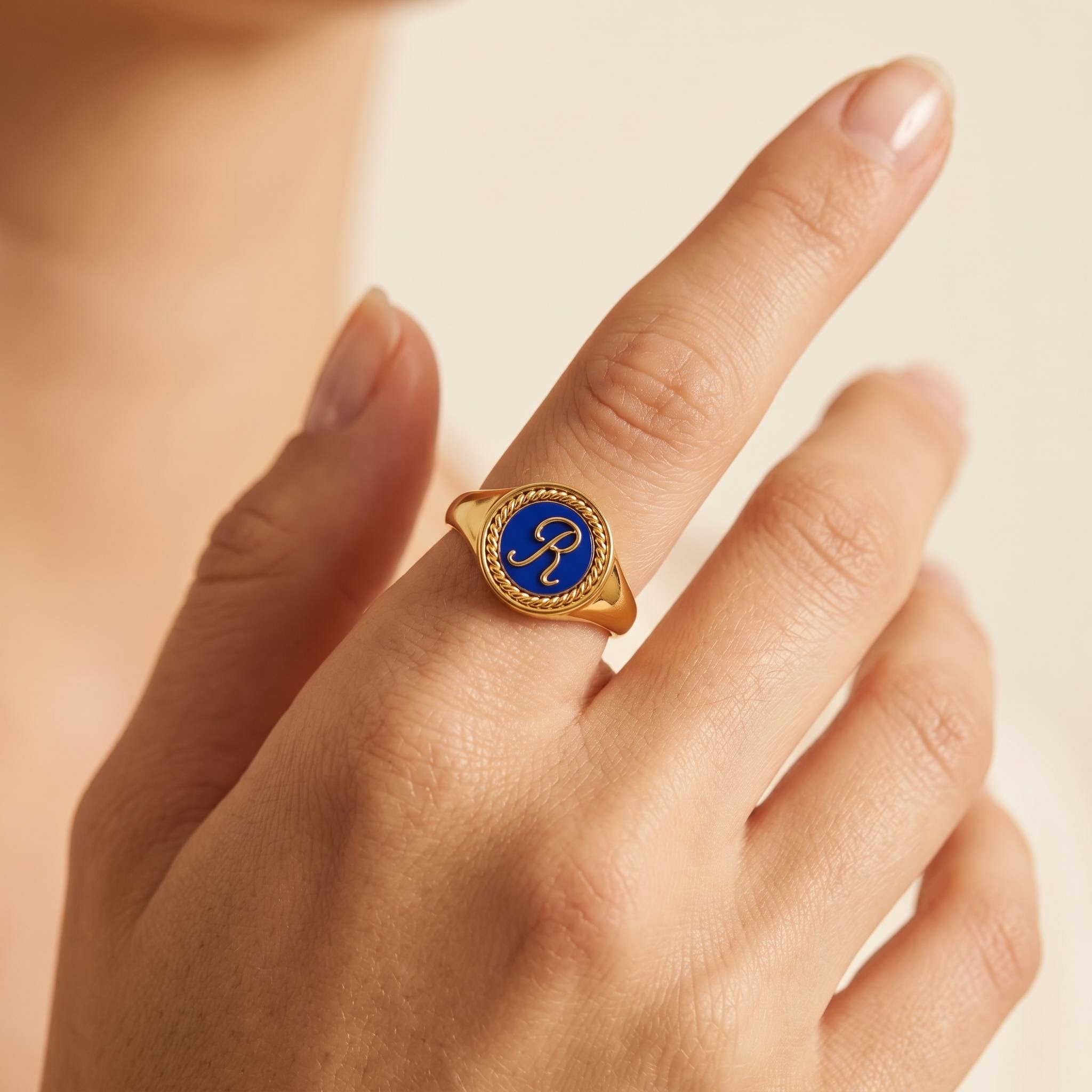 Classic Round Custom Initial Signet Ring Classic Round Custom Initial Signet Ring