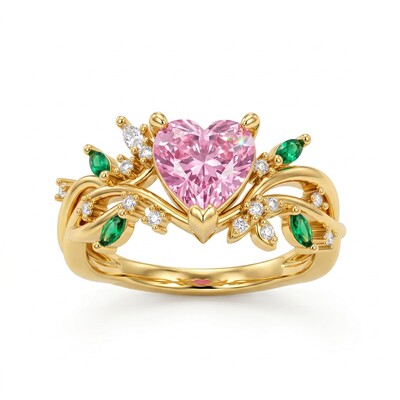 1.75 ct.tw. Nature-inspired Pink Heart Cut Twisted Vine Fashion Ring