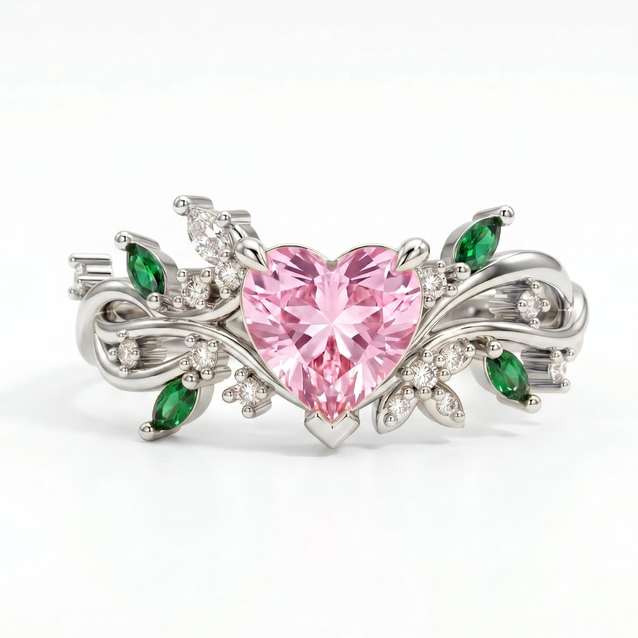 1.75 ct.tw. Nature-inspired Pink Heart Cut Twisted Vine Fashion Ring 1.75 ct.tw. Nature-inspired Pink Heart Cut Twisted Vine Fashion Ring