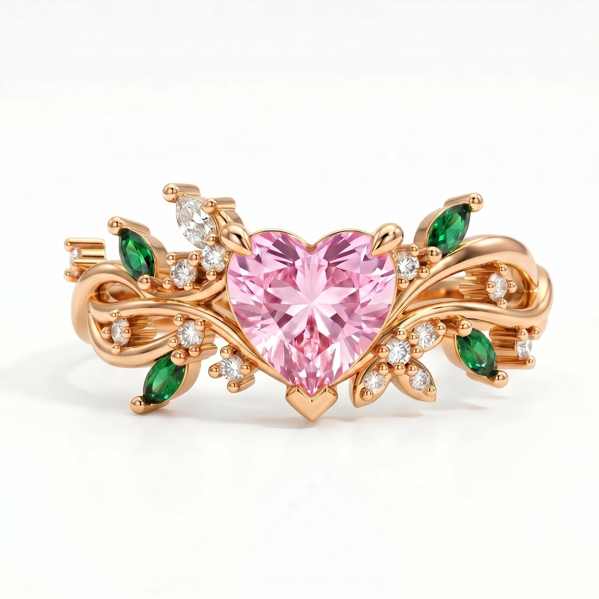 1.75 ct.tw. Nature-inspired Pink Heart Cut Twisted Vine Fashion Ring 1.75 ct.tw. Nature-inspired Pink Heart Cut Twisted Vine Fashion Ring