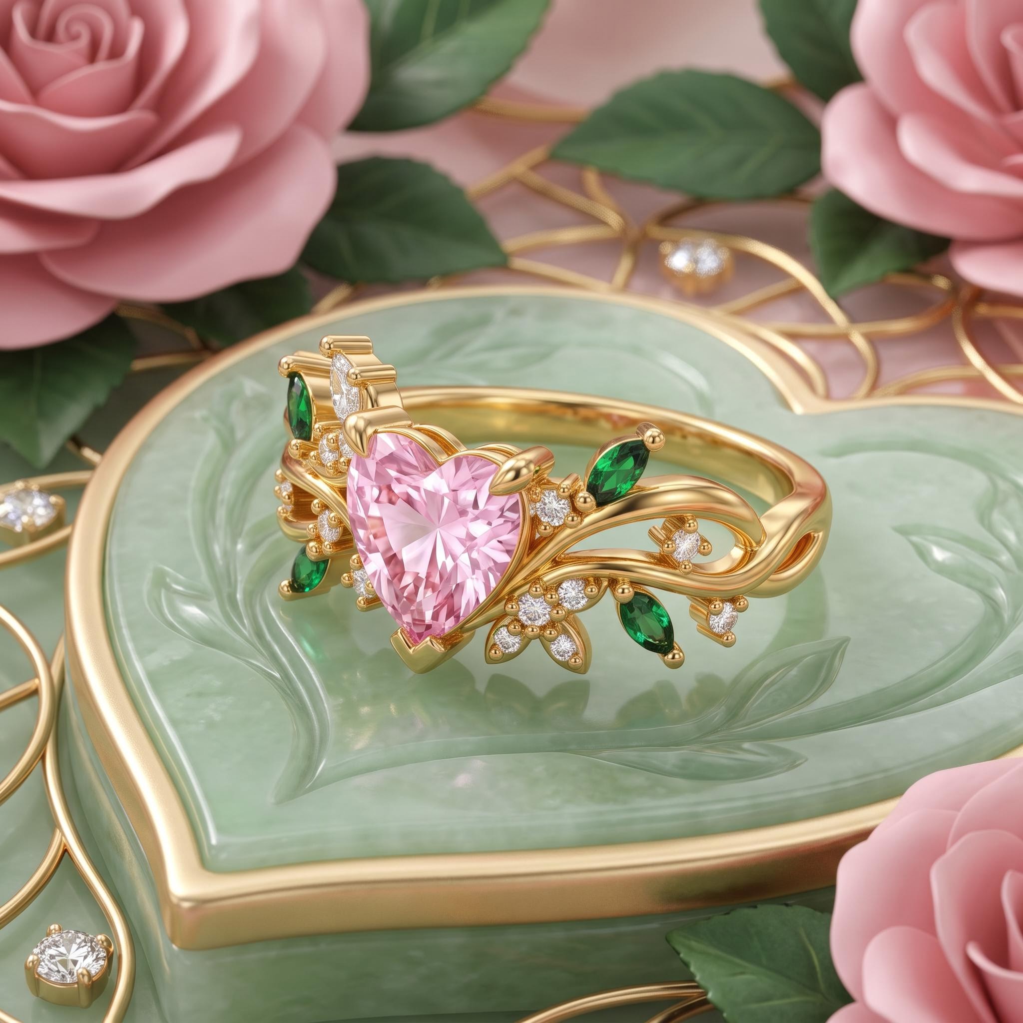 1.75 ct.tw. Nature-inspired Pink Heart Cut Twisted Vine Fashion Ring 1.75 ct.tw. Nature-inspired Pink Heart Cut Twisted Vine Fashion Ring