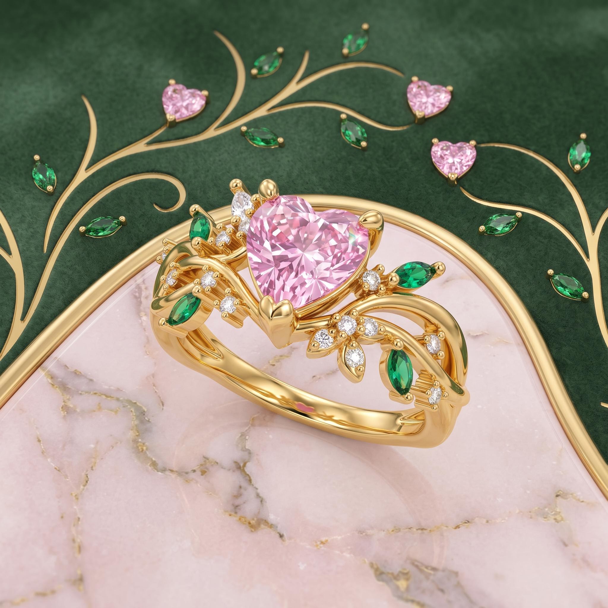 1.75 ct.tw. Nature-inspired Pink Heart Cut Twisted Vine Fashion Ring 1.75 ct.tw. Nature-inspired Pink Heart Cut Twisted Vine Fashion Ring