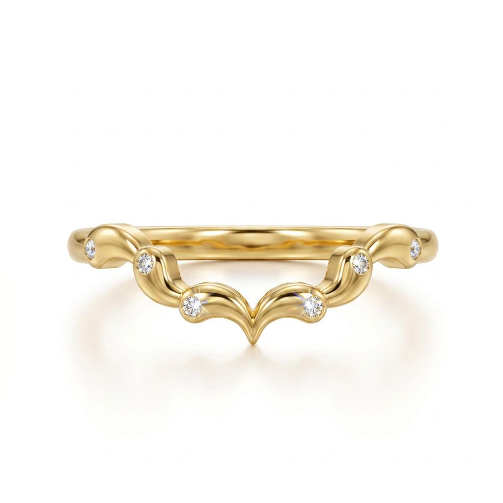 0.03 ct.tw. Wavy Curved Stackable Band Ring
