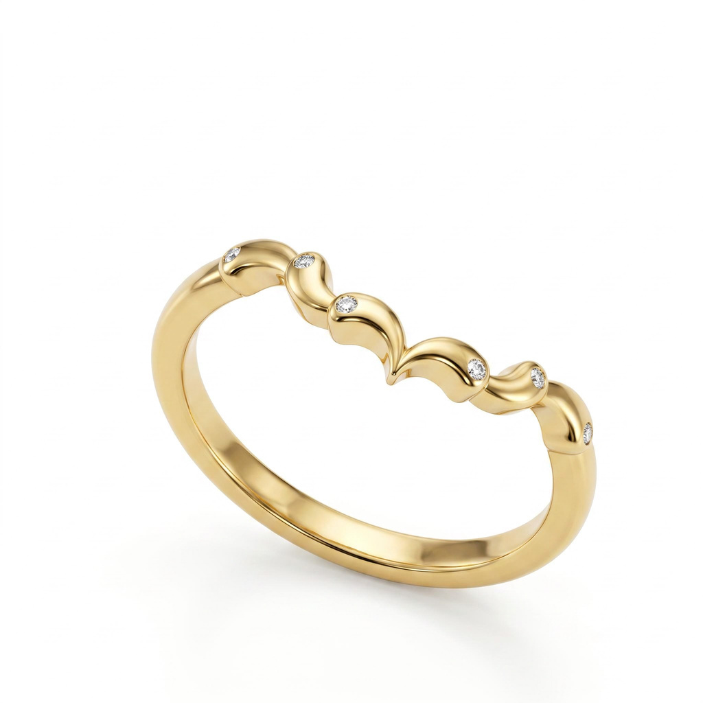0.03 ct.tw. Wavy Curved Stackable Band Ring