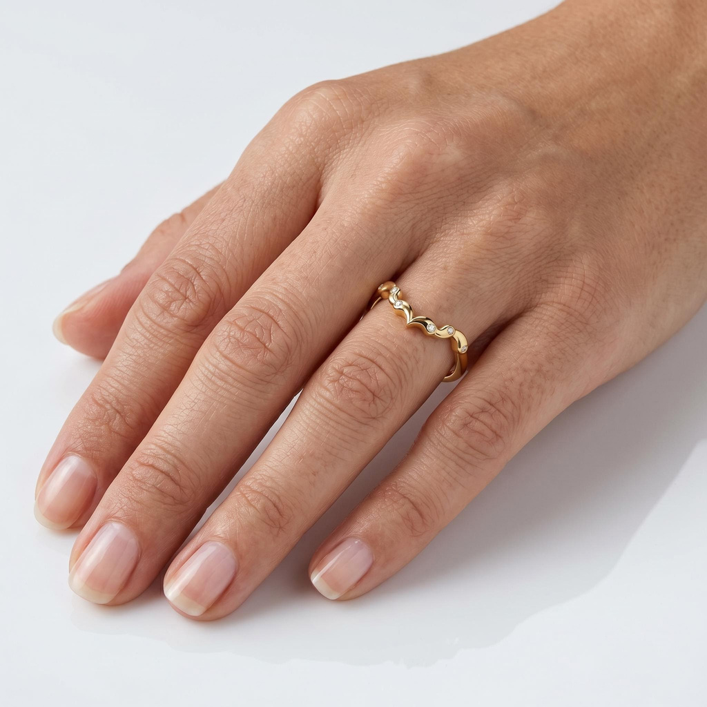 0.03 ct.tw. Wavy Curved Stackable Band Ring