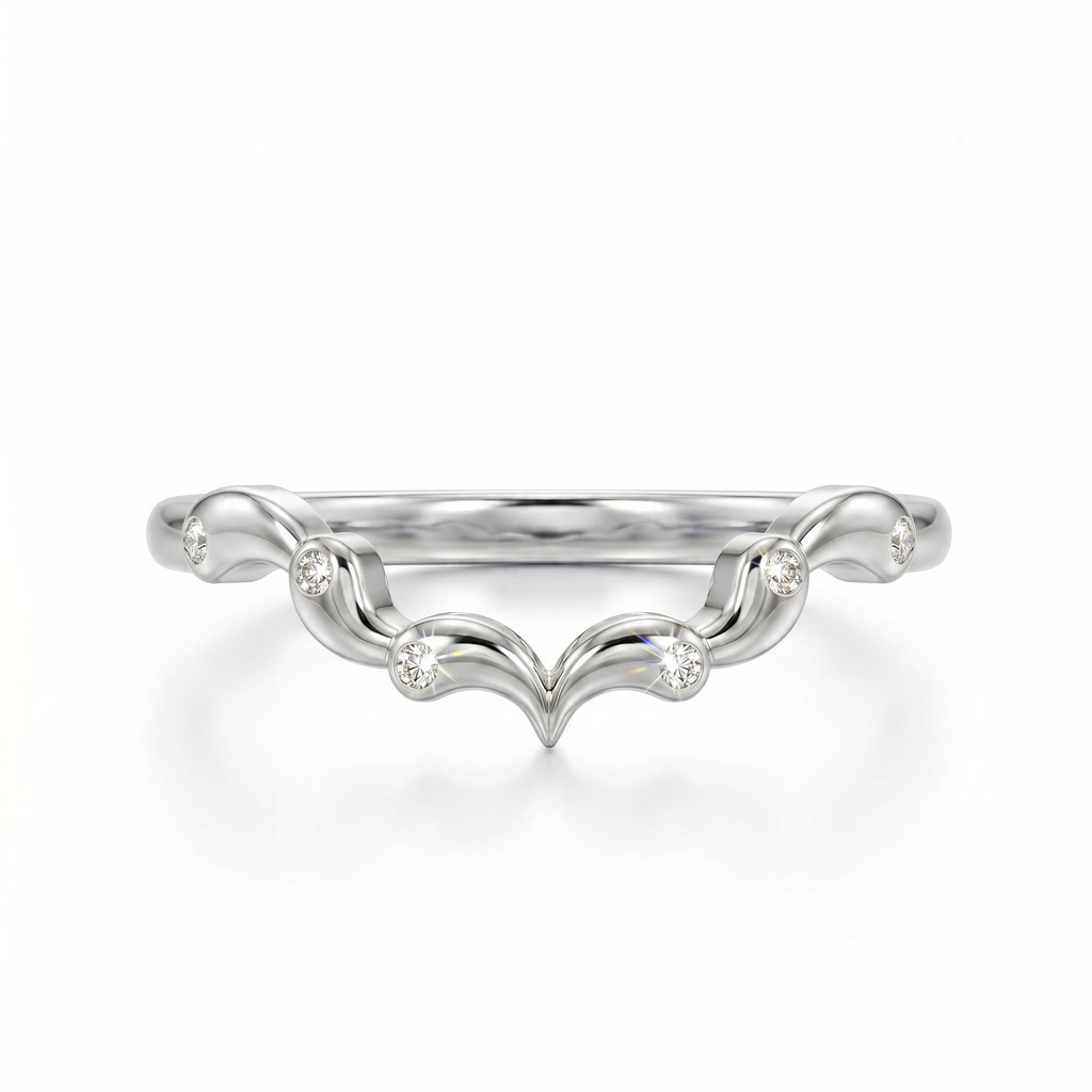 0.03 ct.tw. Wavy Curved Stackable Band Ring