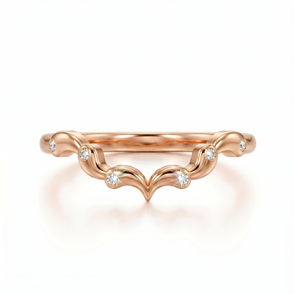 0.03 ct.tw. Wavy Curved Stackable Band Ring