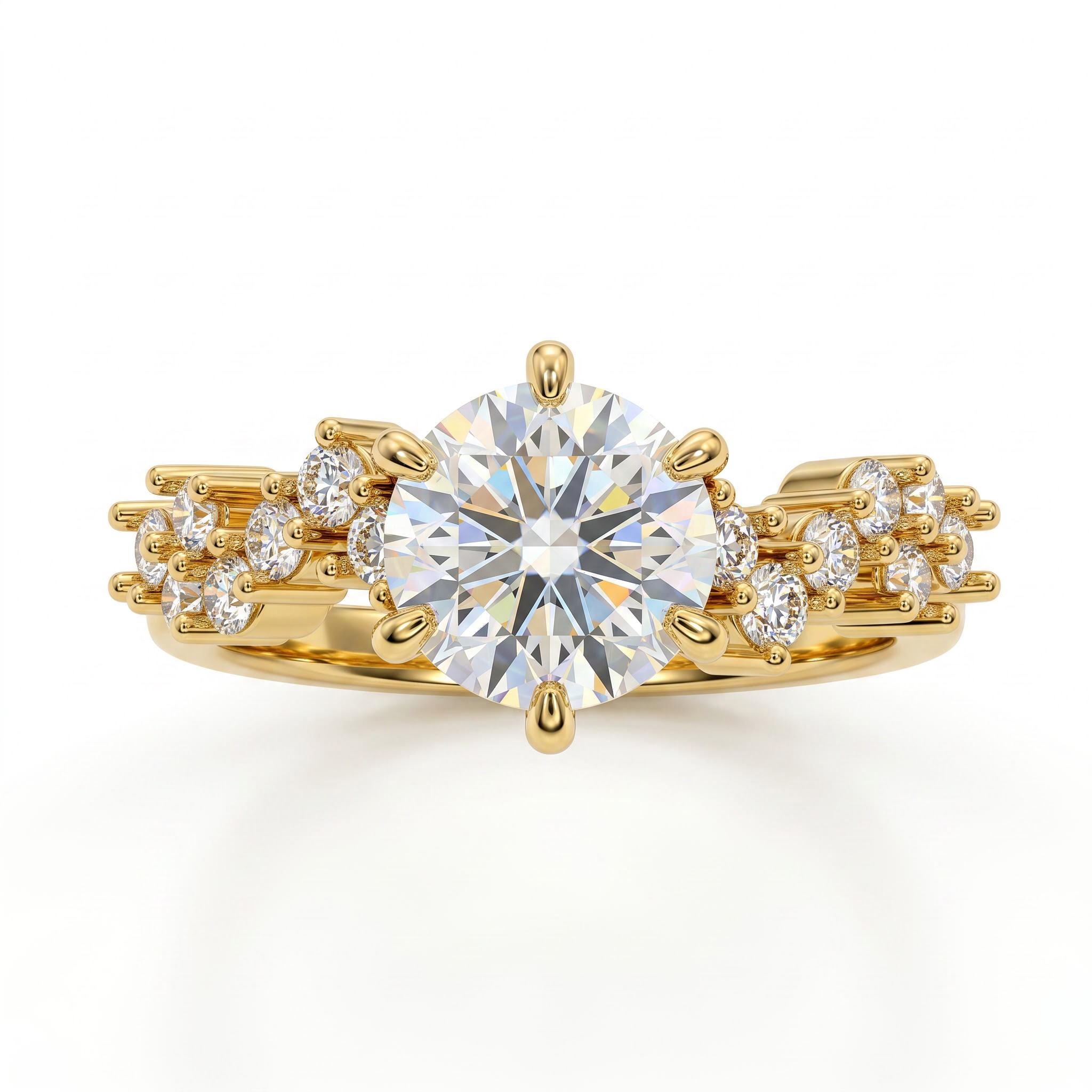 1.51 ct.tw. Round Cut Side Stone Engagement Ring