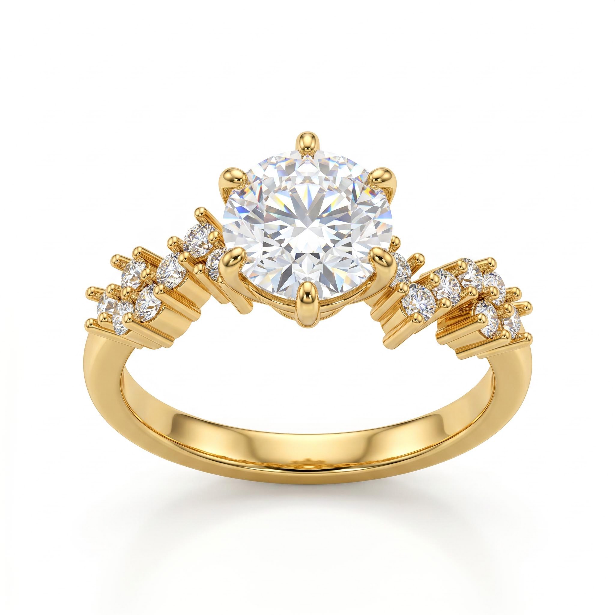 1.51 ct.tw. Round Cut Side Stone Engagement Ring