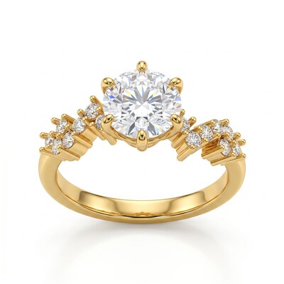 1.51 ct.tw. Round Cut Side Stone Engagement Ring