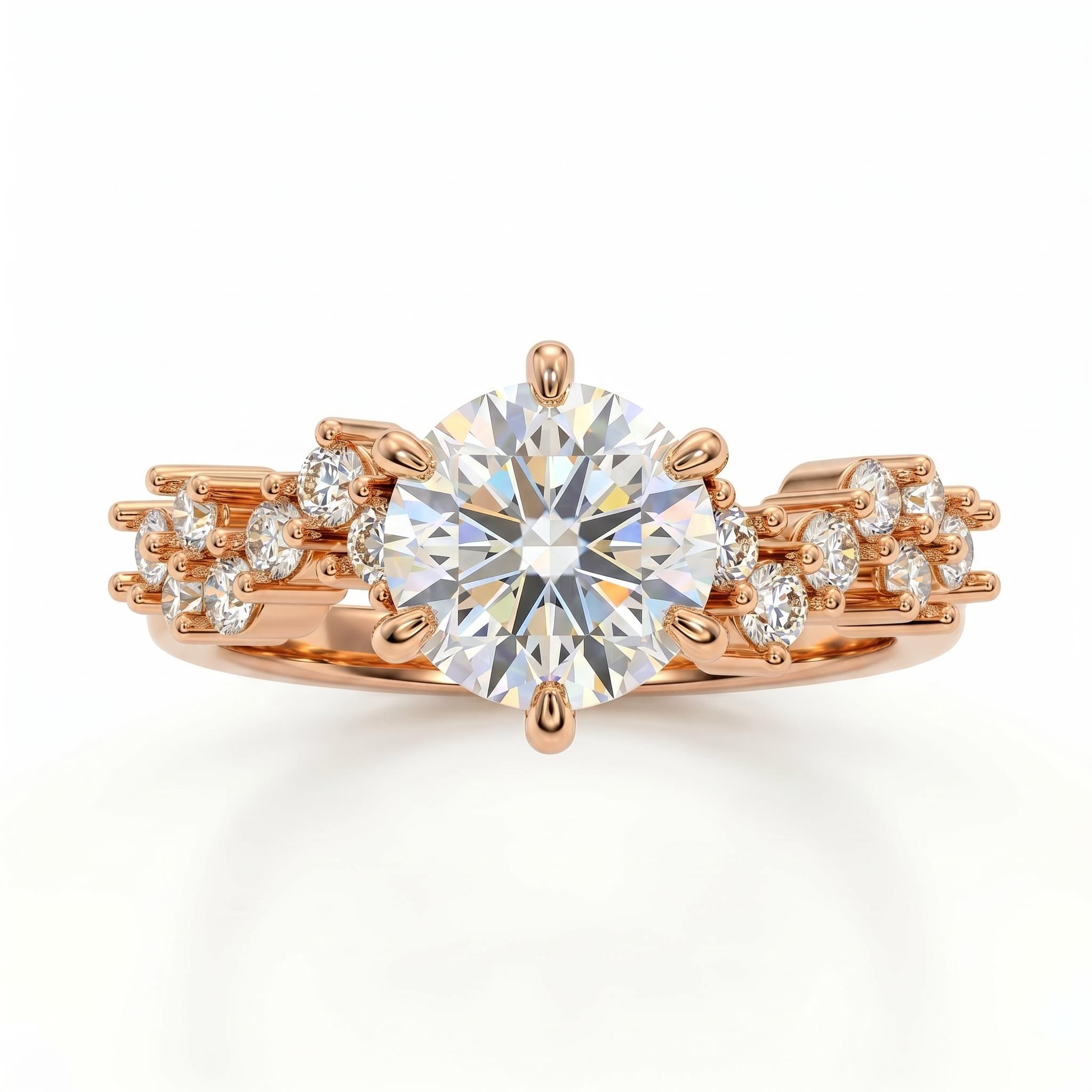 1.51 ct.tw. Round Cut Side Stone Engagement Ring