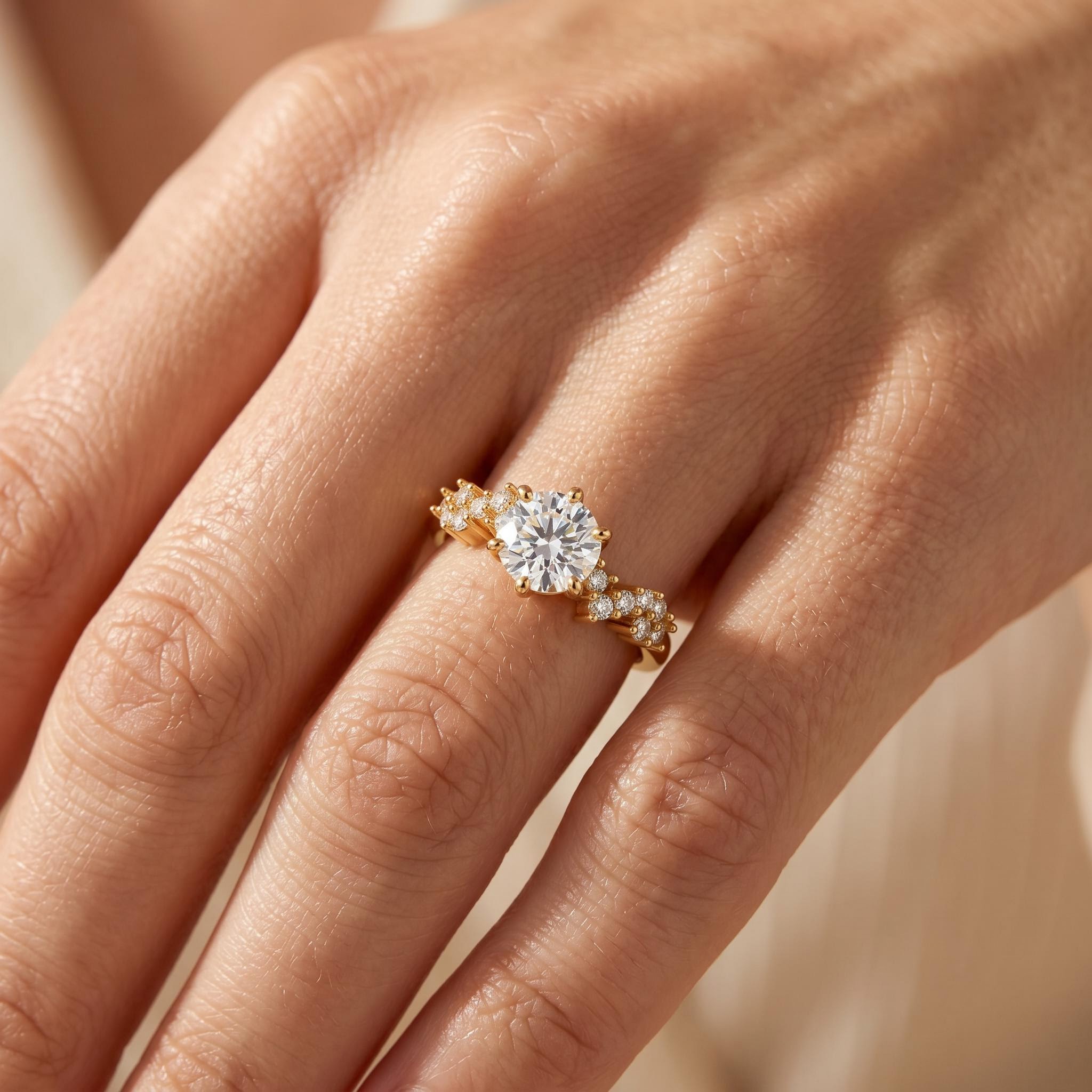 1.51 ct.tw. Round Cut Side Stone Engagement Ring