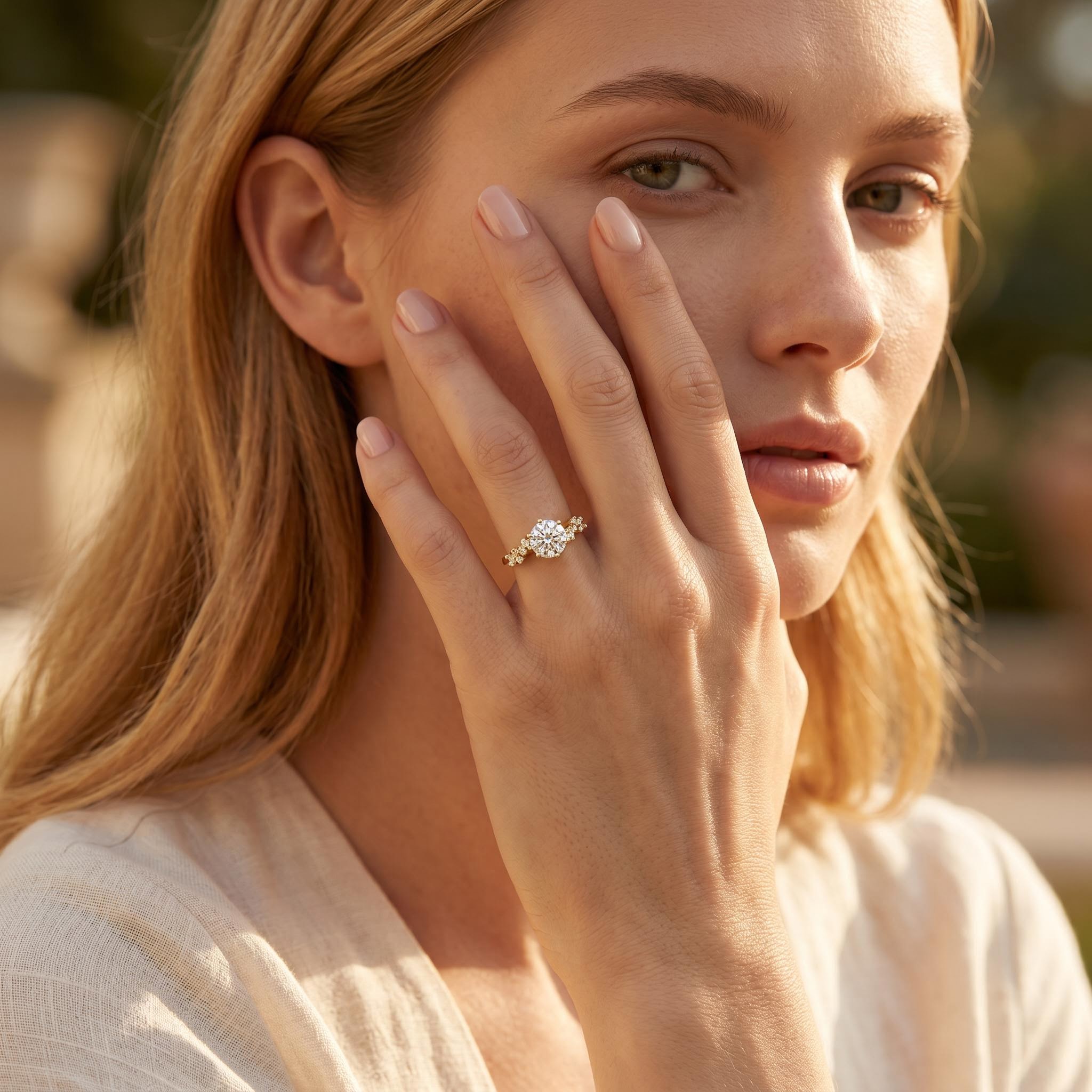 1.51 ct.tw. Round Cut Side Stone Engagement Ring