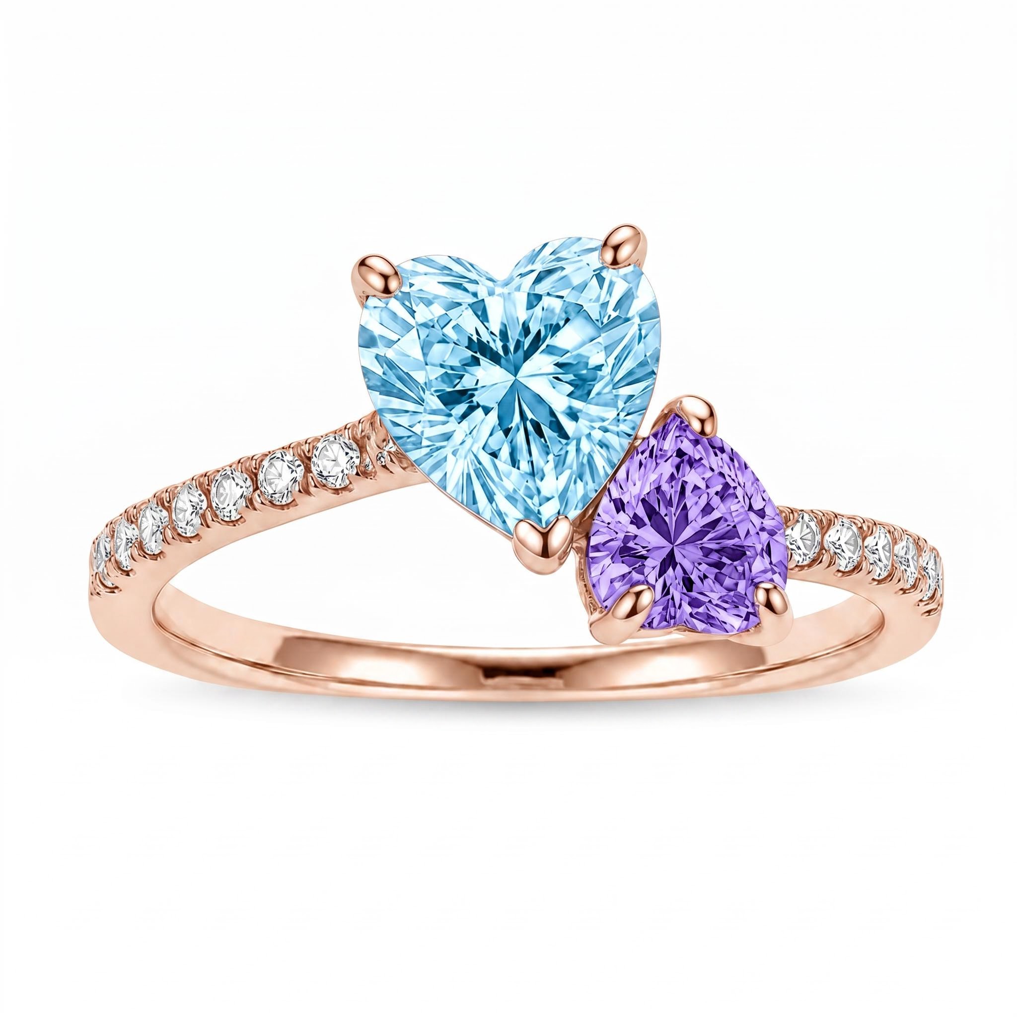 1.86 ct.tw. Dual Heart Birthstone Promise Ring