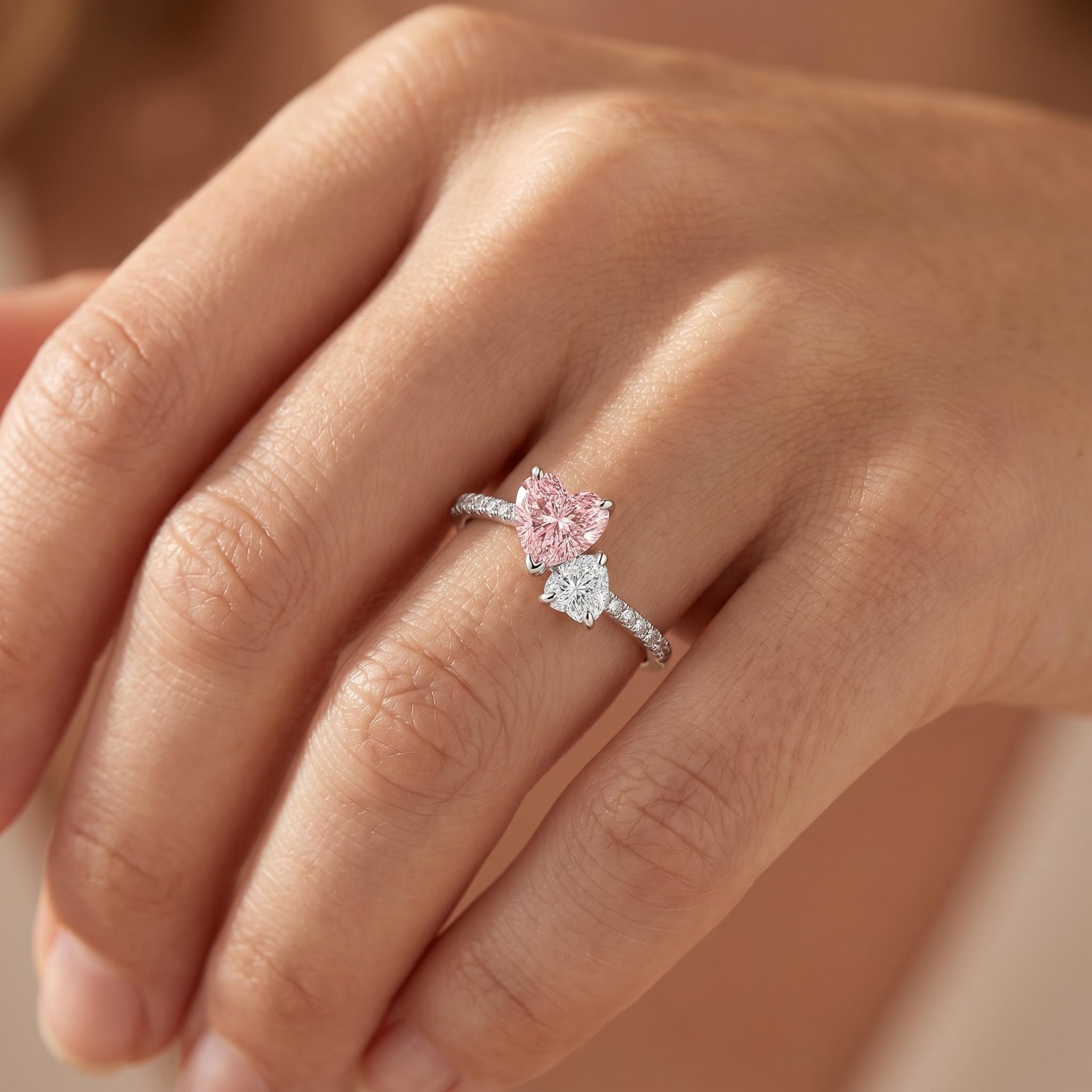 1.86 ct.tw. Dual Heart Birthstone Promise Ring