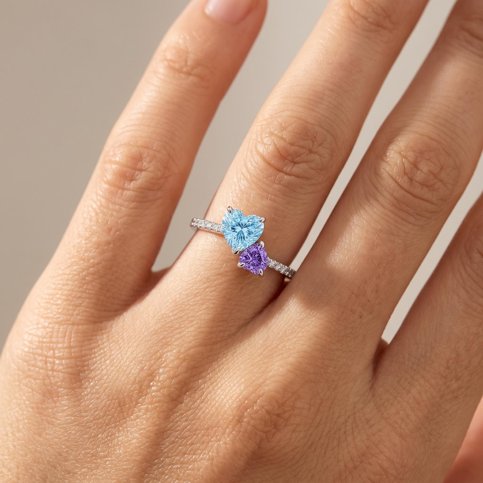 1.86 ct.tw. Dual Heart Birthstone Promise Ring