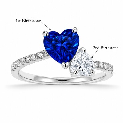 1.86 ct.tw. Dual Heart Birthstone Promise Ring