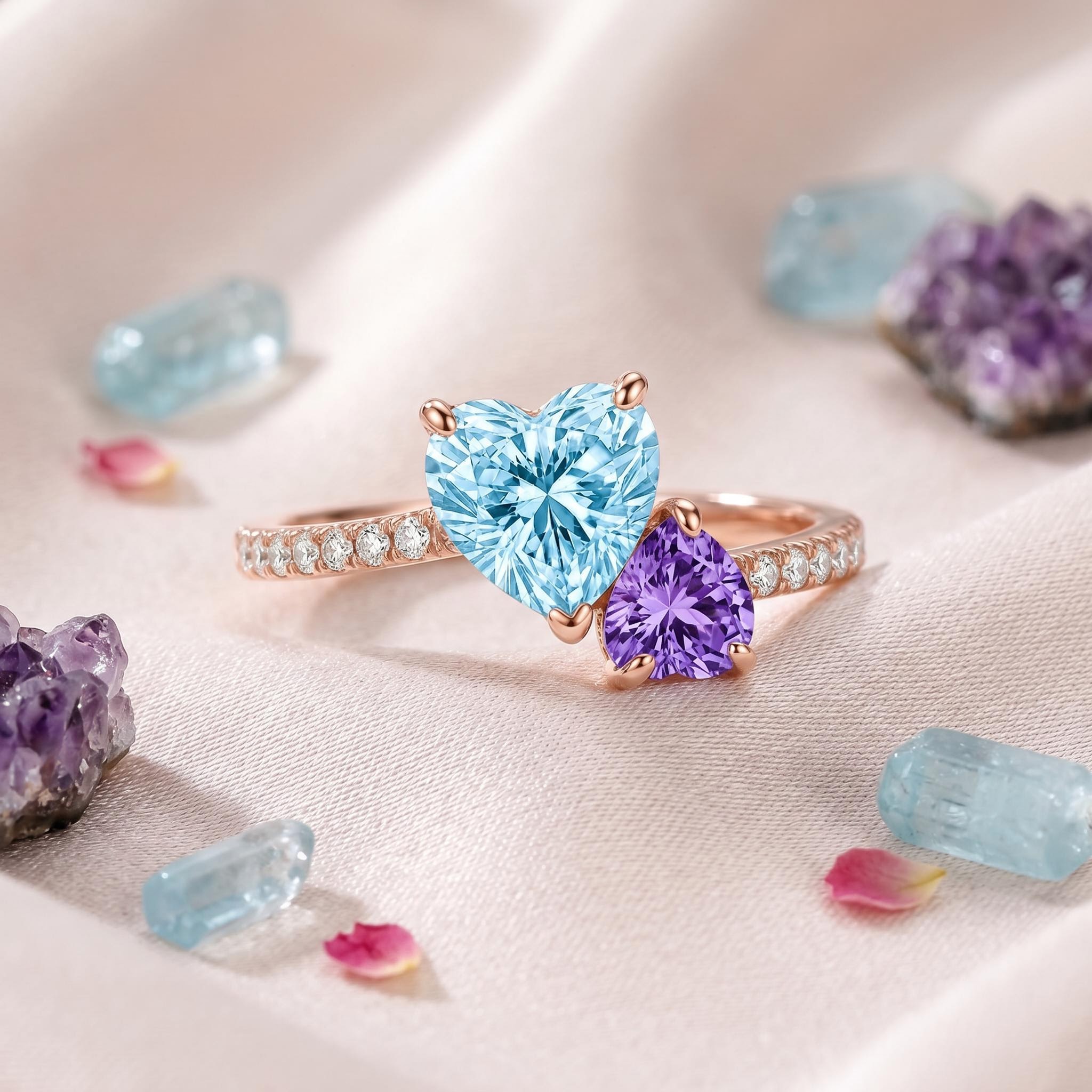 1.86 ct.tw. Dual Heart Birthstone Promise Ring 1.86 ct.tw. Dual Heart Birthstone Promise Ring