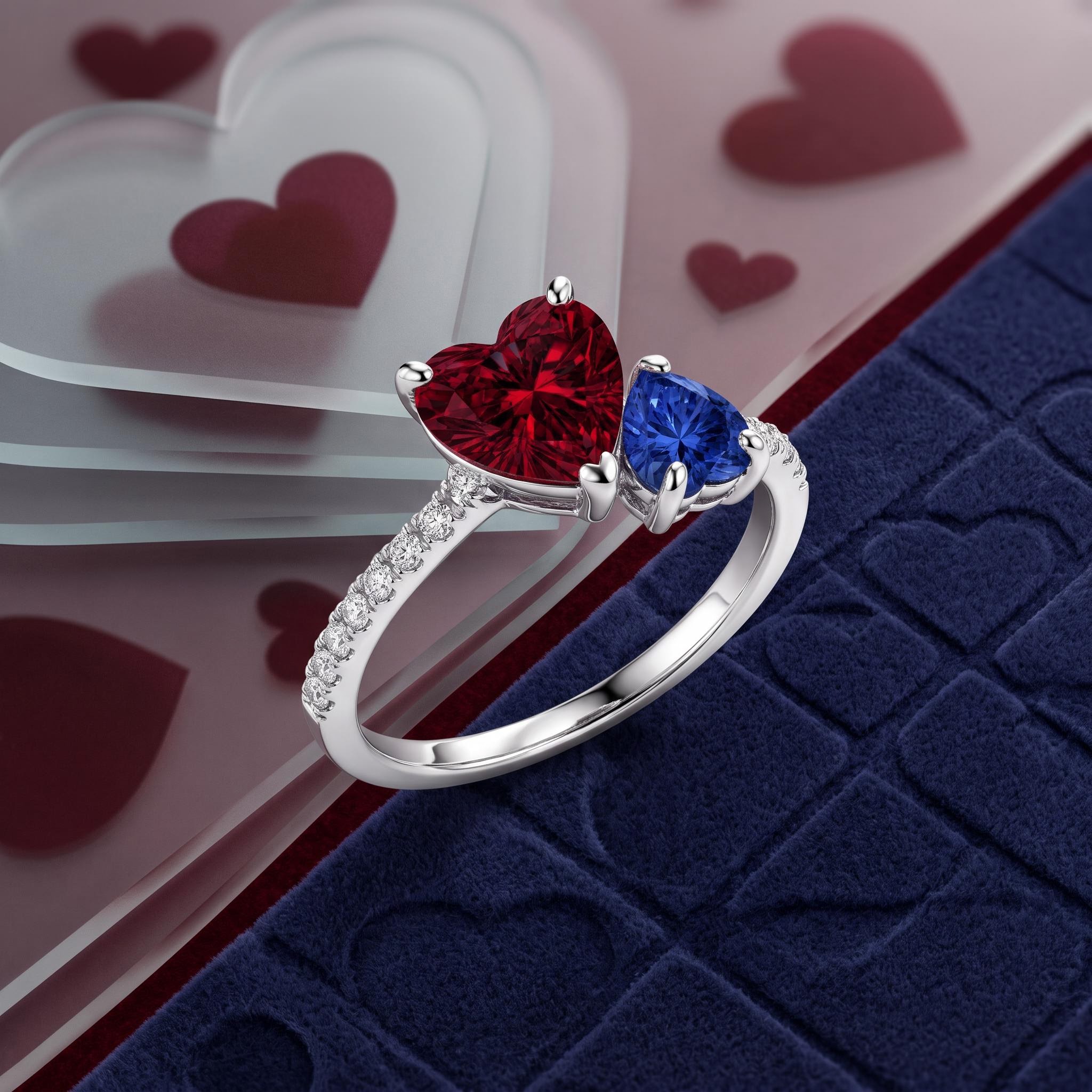 1.86 ct.tw. Dual Heart Birthstone Promise Ring 1.86 ct.tw. Dual Heart Birthstone Promise Ring