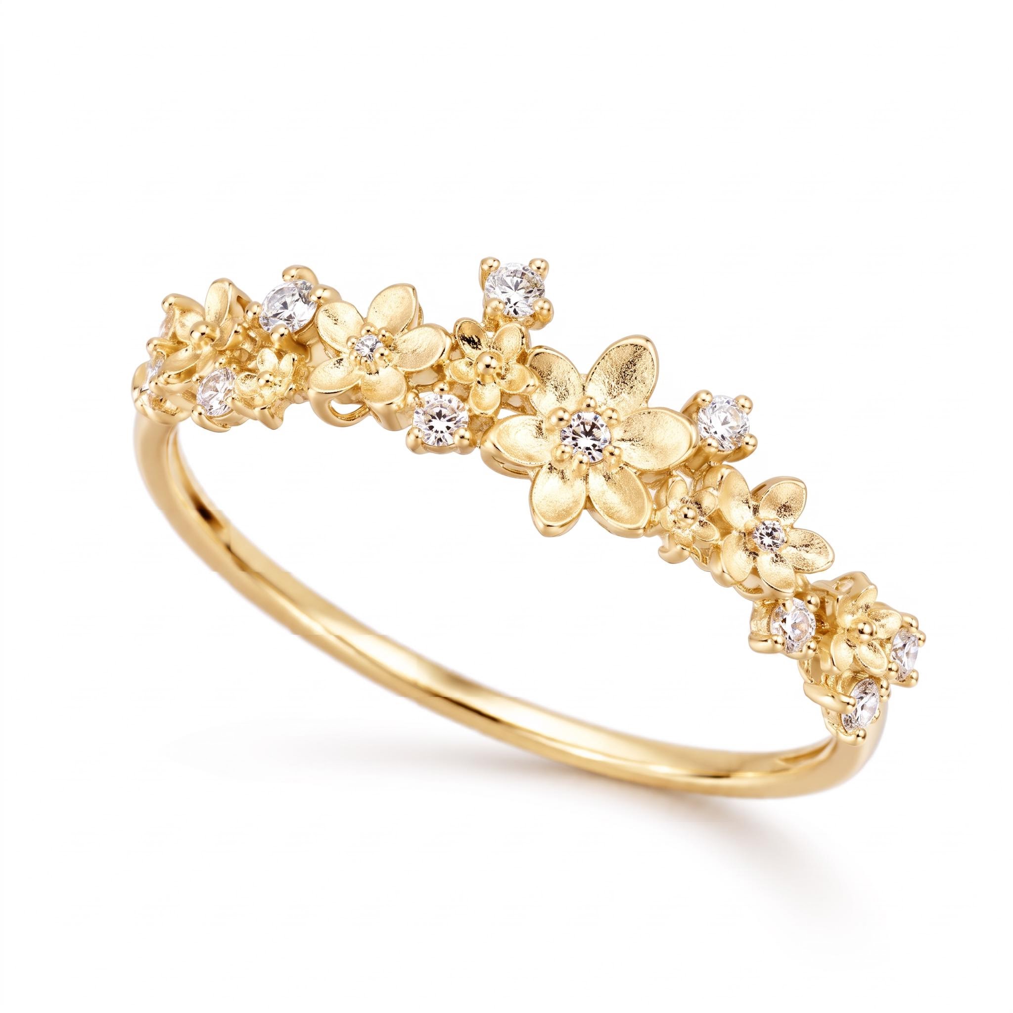 Nature-inspired Sandblasted Flower Cluster Women's Ring