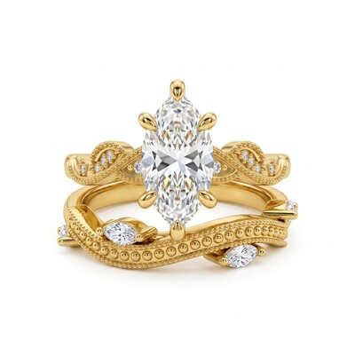 3.34 ct.tw. Vintage Marquise 2-Piece Stackable Bridal Ring Set