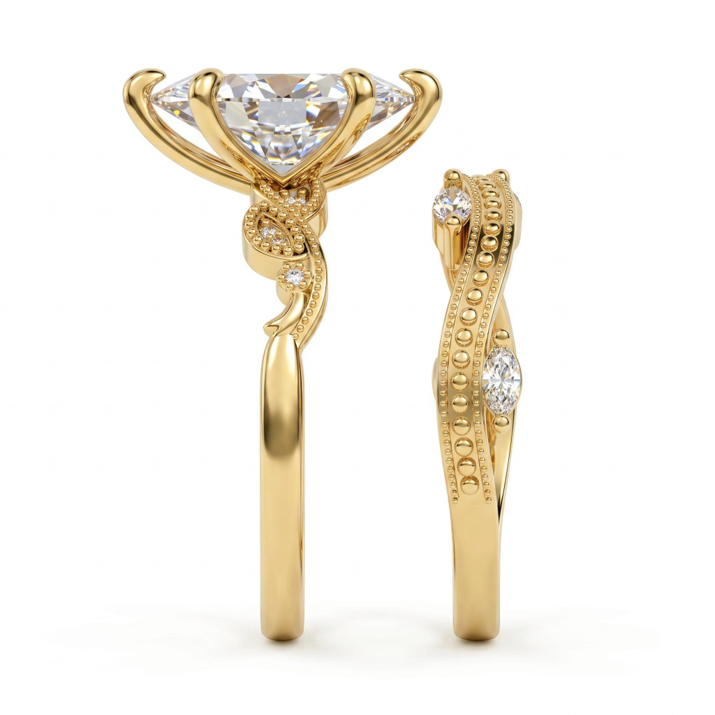 3.34 ct.tw. Vintage Marquise 2-Piece Stackable Bridal Ring Set 3.34 ct.tw. Vintage Marquise 2-Piece Stackable Bridal Ring Set