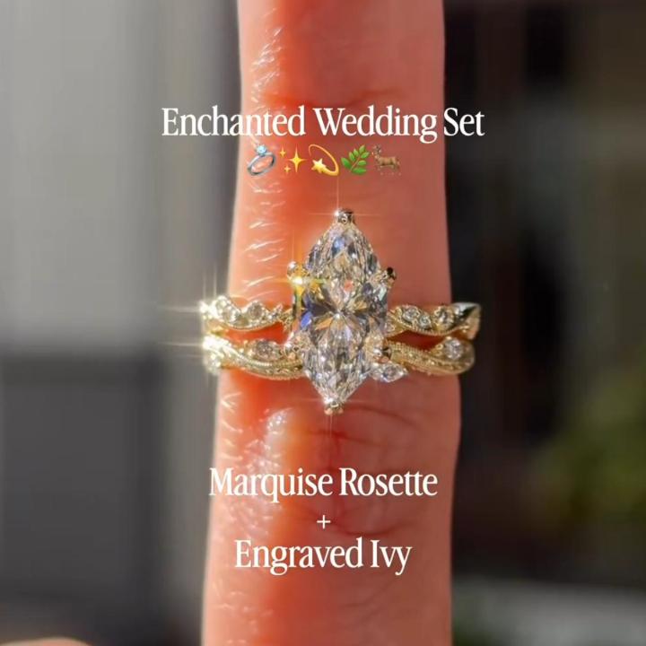 3.34 ct.tw. Vintage Marquise 2-Piece Stackable Bridal Ring Set 3.34 ct.tw. Vintage Marquise 2-Piece Stackable Bridal Ring Set