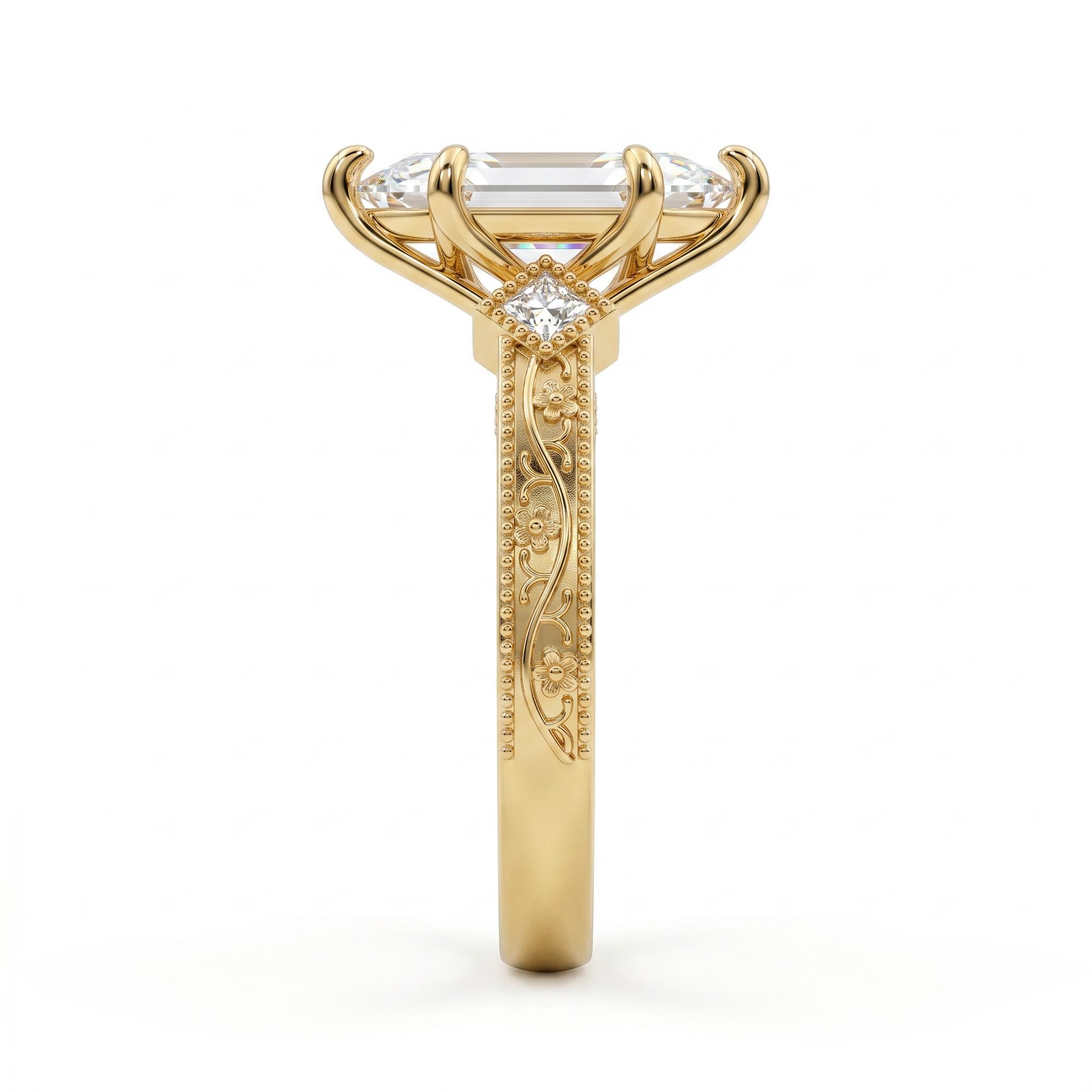 5.42 ct.tw. Engraved  Vintage Marquise Cut Engagement Ring