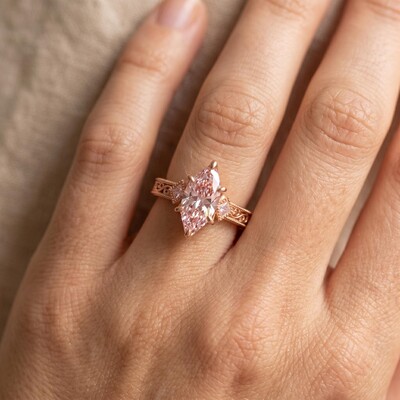 5.42 ct.tw. Engraved Vintage Marquise Cut Engagement Ring