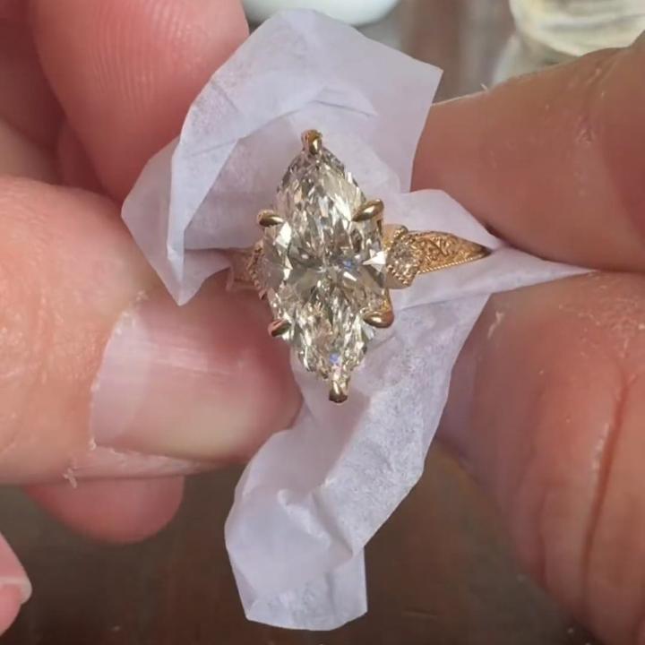 5.42 ct.tw. Engraved Vintage Marquise Cut Engagement Ring 5.42 ct.tw. Engraved Vintage Marquise Cut Engagement Ring