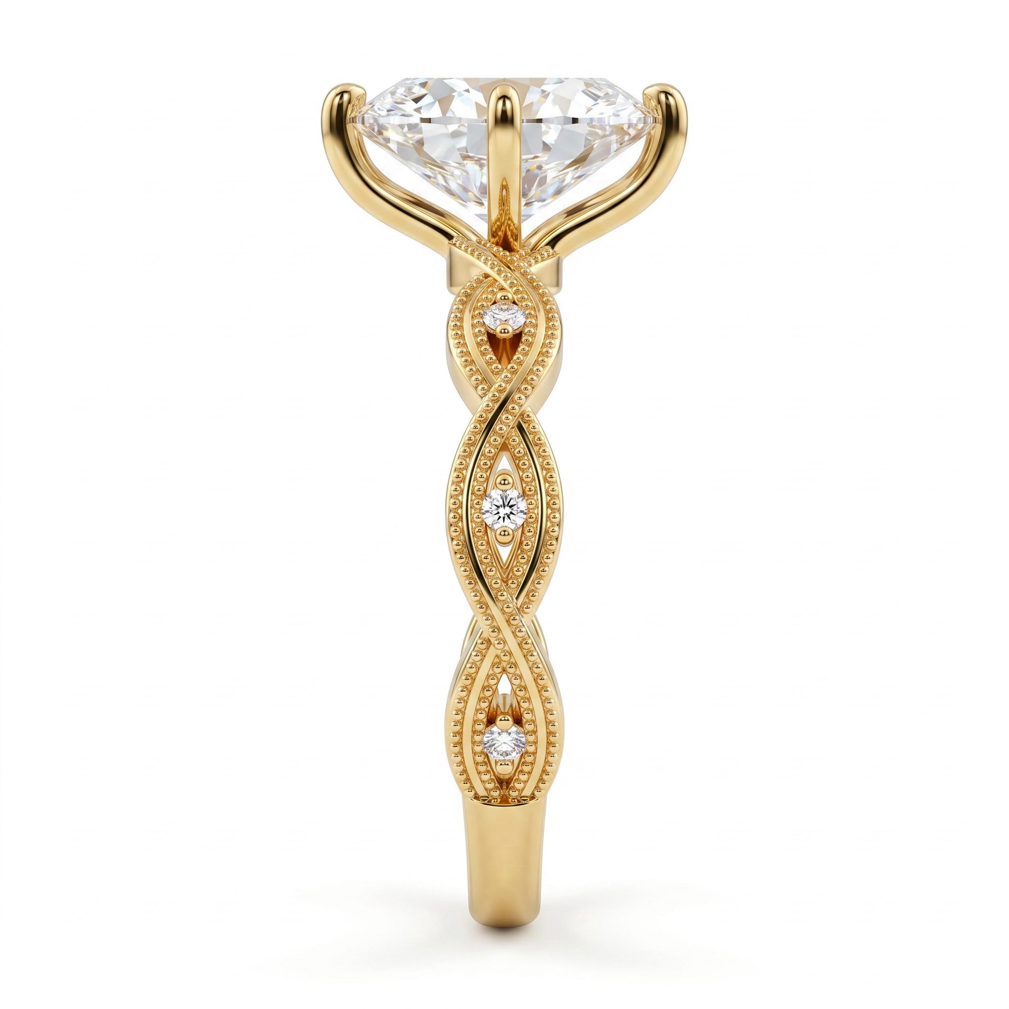 3.06 ct.tw. Vintage Milgrain Twist Band Marquise Cut Engagement Ring