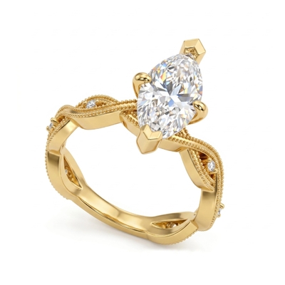 3.06 ct.tw. Vintage Milgrain Twist Band Marquise Cut Engagement Ring