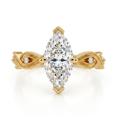 3.06 ct.tw. Vintage Milgrain Twist Band Marquise Cut Engagement Ring