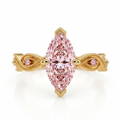 3.06 ct.tw. Vintage Milgrain Twist Band Marquise Cut Engagement Ring