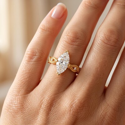 3.06 ct.tw. Vintage Milgrain Twist Band Marquise Cut Engagement Ring