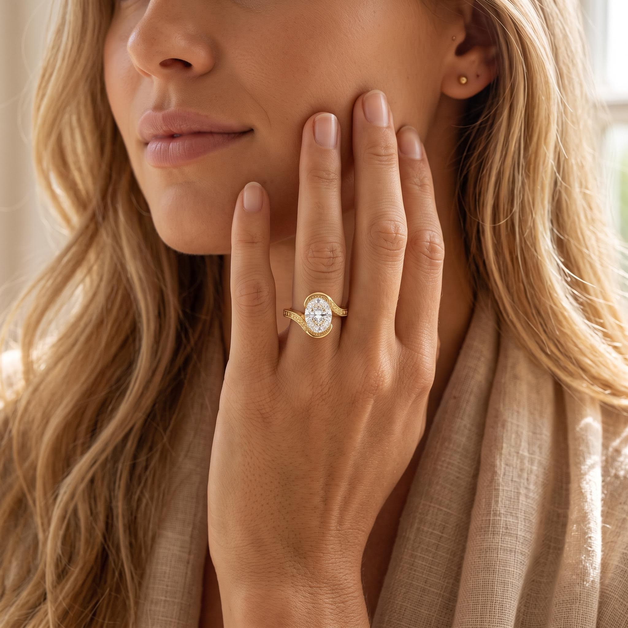5 ct.tw. Vintage Engraved Oval Bypass Solitaire Ring 5 ct.tw. Vintage Engraved Oval Bypass Solitaire Ring