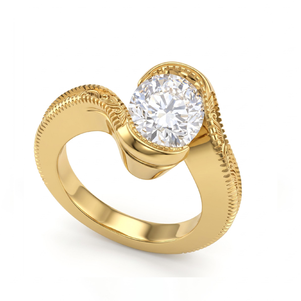 5 ct.tw. Vintage Engraved Oval Bypass Solitaire Ring 5 ct.tw. Vintage Engraved Oval Bypass Solitaire Ring