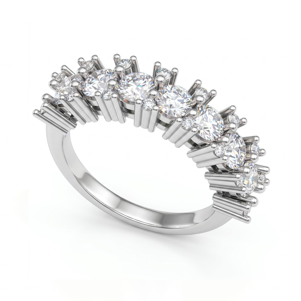 2.34 ct.tw. Curved Pave Round Cut Half Eternity Ring 2.34 ct.tw. Curved Pave Round Cut Half Eternity Ring