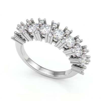 2.34 ct.tw. Curved Pave Round Cut Half Eternity Ring