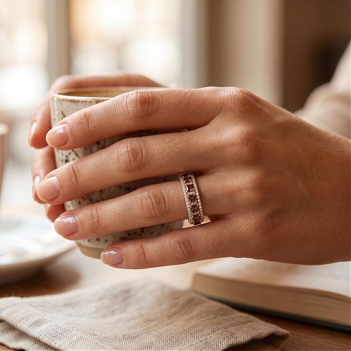 2.97 ct.tw. Full Eternity Coffee Chocolate Asscher Cut Pave Ring