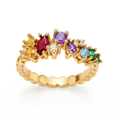 2.44 ct.tw. Color-matched Gemstone Diamond-encrusted Ring