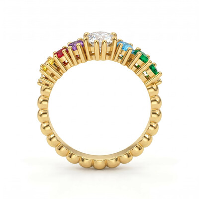 2.44 ct.tw. Color-matched Gemstone Diamond-encrusted Ring