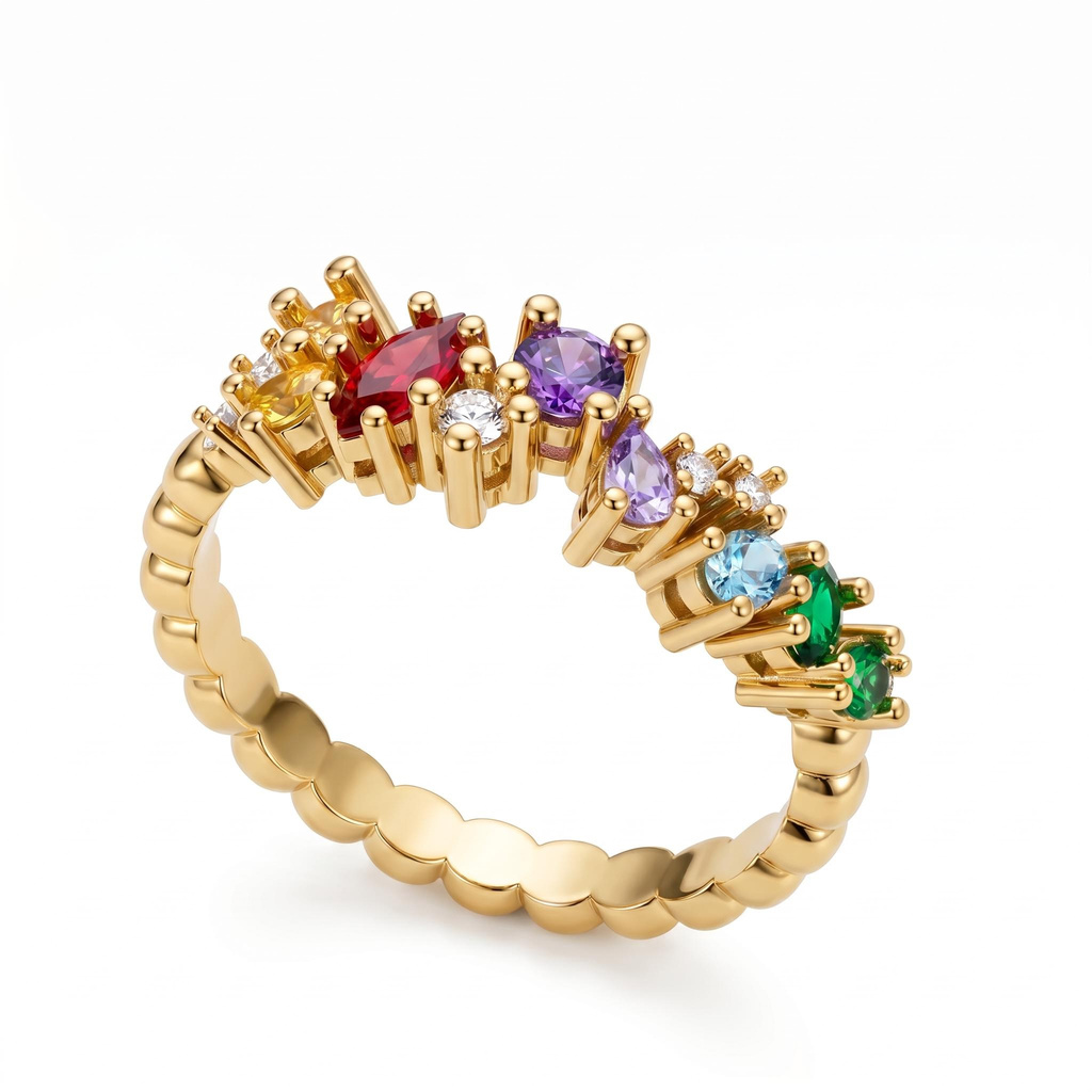 2.44 ct.tw. Color-matched Gemstone Diamond-encrusted Ring 2.44 ct.tw. Color-matched Gemstone Diamond-encrusted Ring