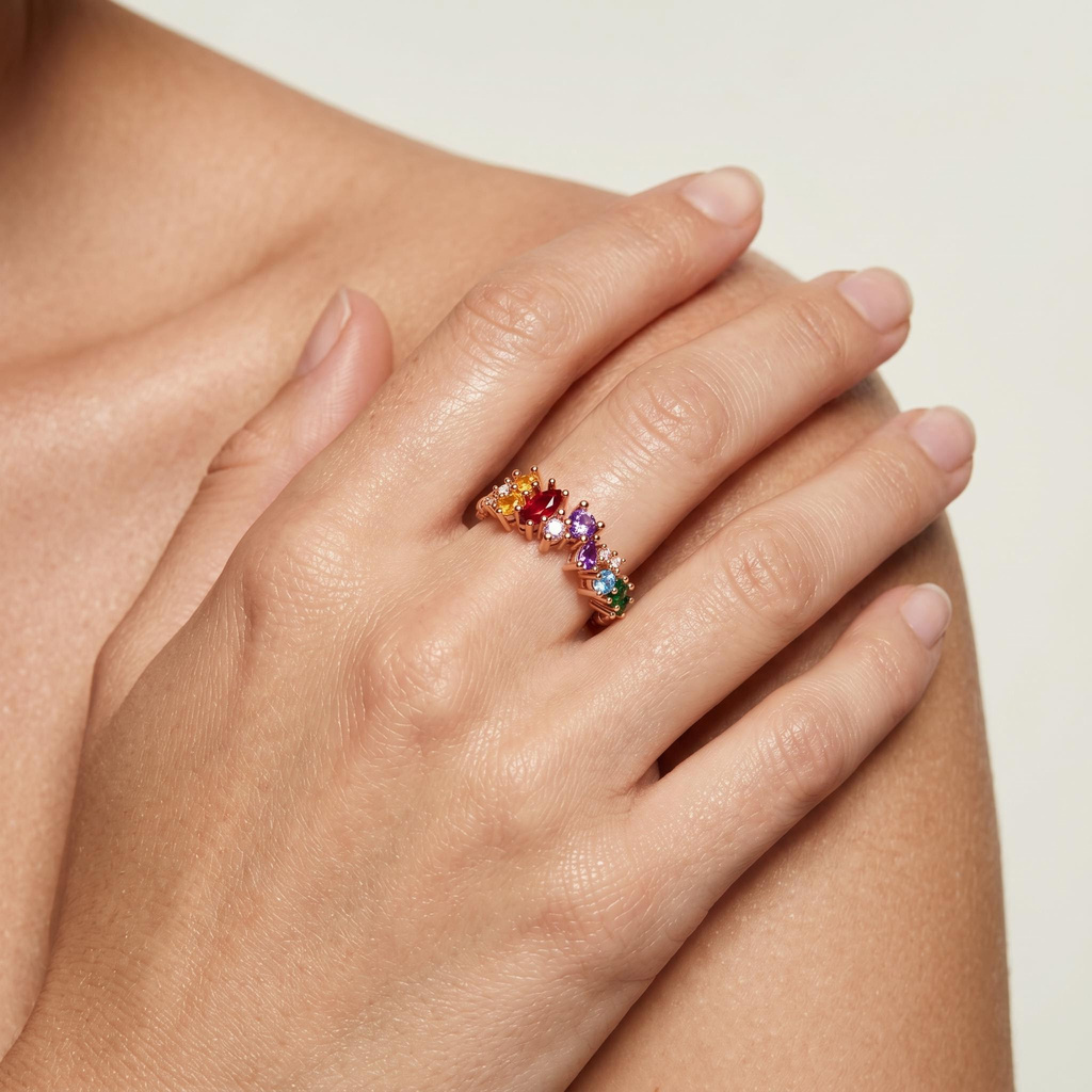 2.44 ct.tw. Color-matched Gemstone Diamond-encrusted Ring 2.44 ct.tw. Color-matched Gemstone Diamond-encrusted Ring