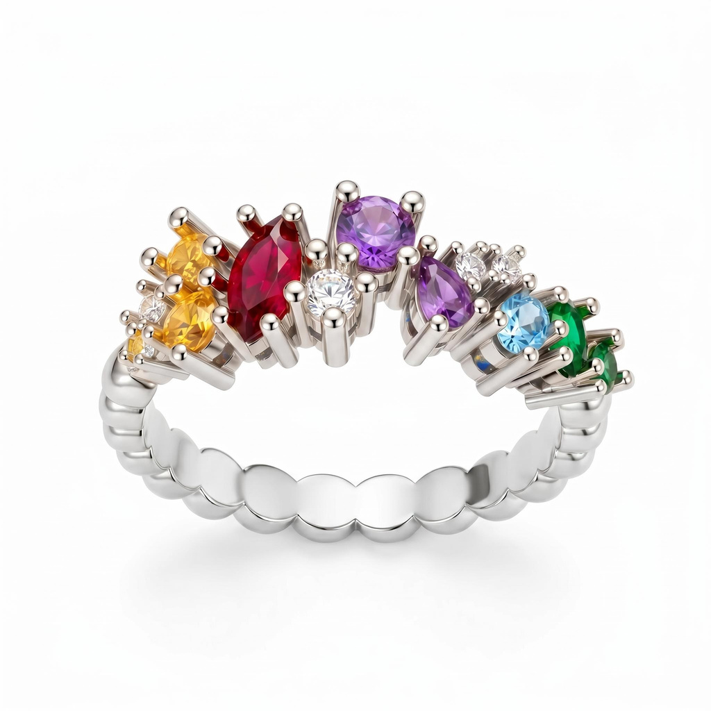 2.44 ct.tw. Color-matched Gemstone Diamond-encrusted Ring 2.44 ct.tw. Color-matched Gemstone Diamond-encrusted Ring